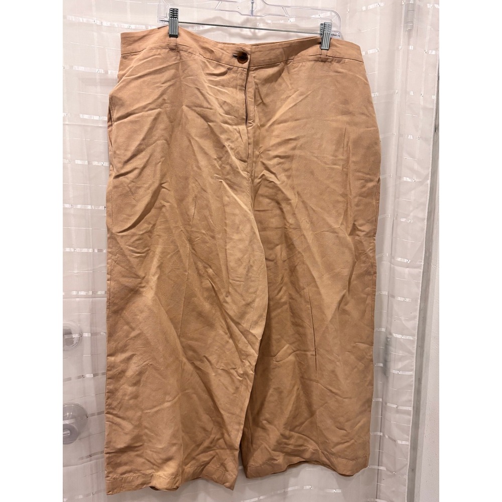 Chelsea 28 Tan Beige Wide Leg Cropped Pants Size 20 High Rise Culottes